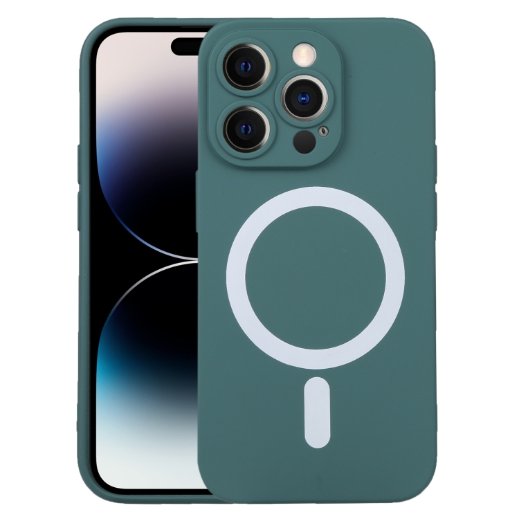 iPhone 14 Pro Liquid Silicone Magsafe Phone Case - Dark Green - Product photo 4
