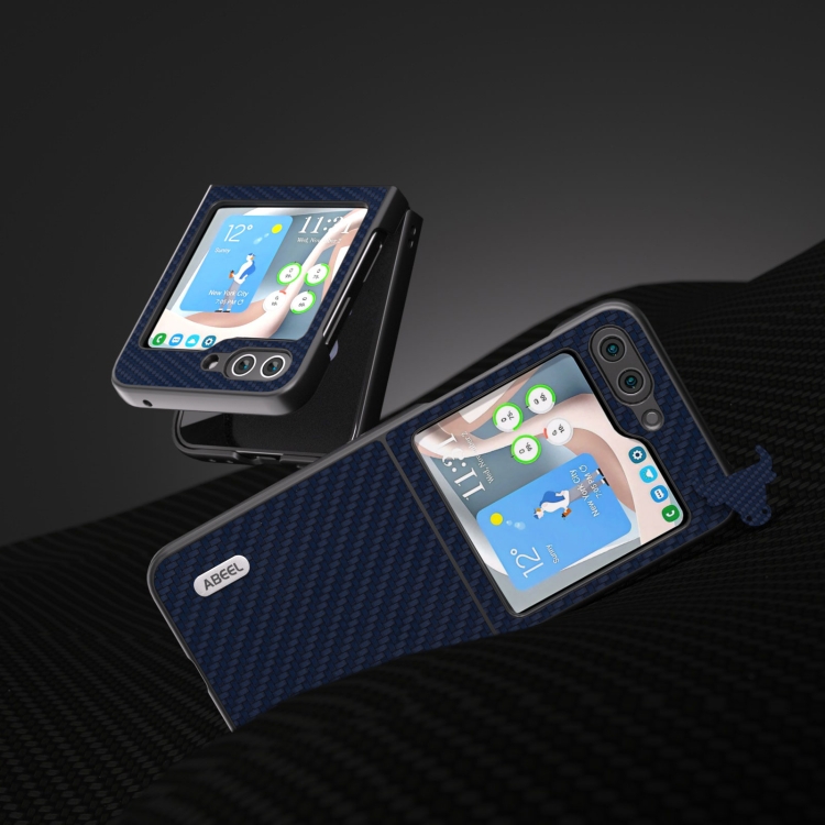 Samsung Galaxy Z Flip5 ABEEL Carbon Fiber Texture Protective Phone Case - Dark Blue