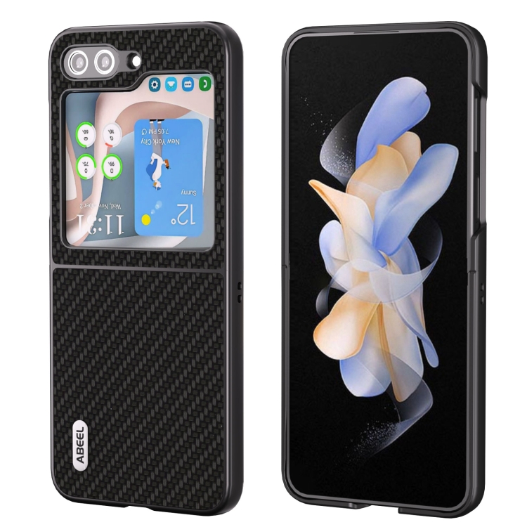 Samsung Galaxy Z Flip5 ABEEL Carbon Fiber Texture Protective Phone Case - Black