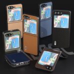 Samsung Galaxy Z Flip5 ABEEL Carbon Fiber Texture Protective Phone Case - Black