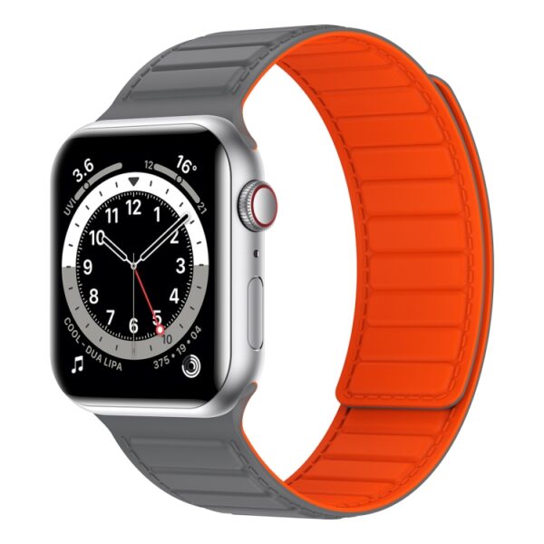 Magnetic Silicone Watch Band For Apple Watch - Grey Orange