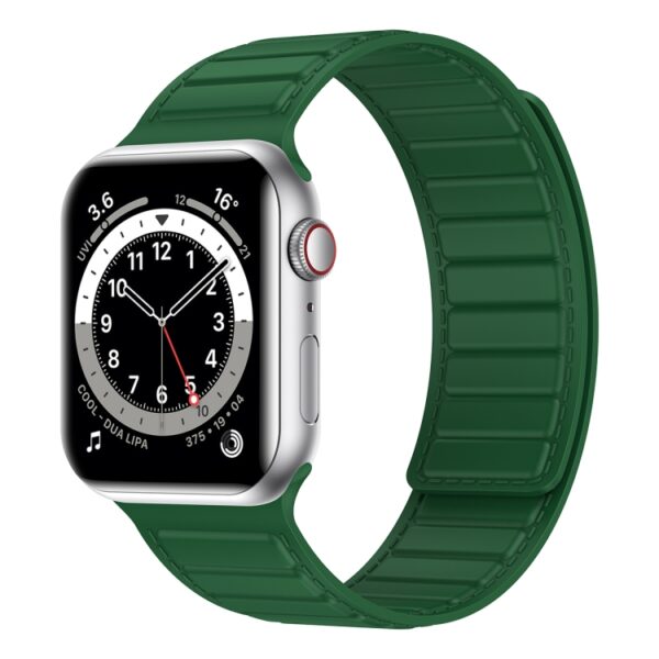 Magnetic Silicone Watch Band For Apple Watch - Army Green