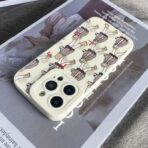 iPhone 14 Pro Liquid Silicone Pedestrians Pattern Phone Case - Beige