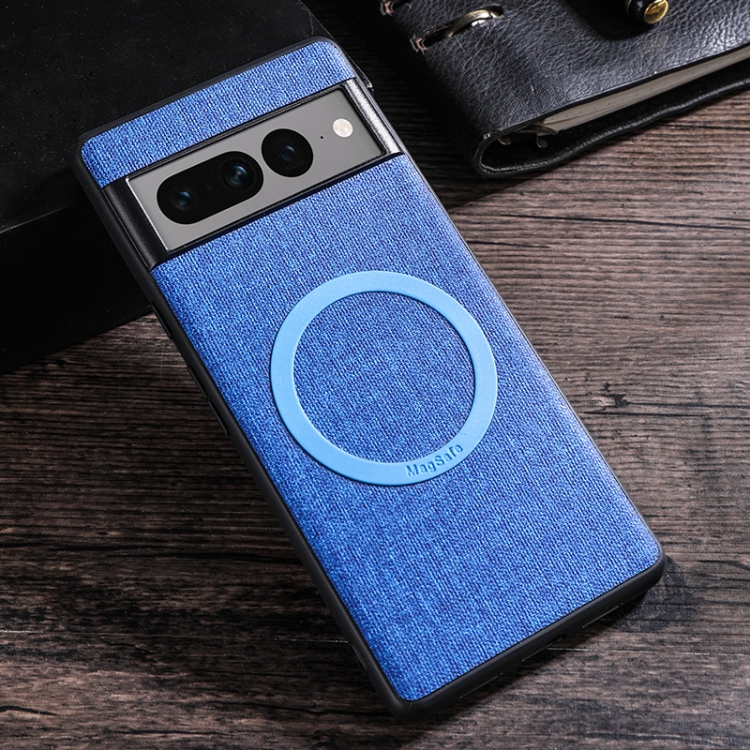 Google Pixel 8 Pro Magsafe Magnetic Ring Cloth Texture Phone Case - Blue