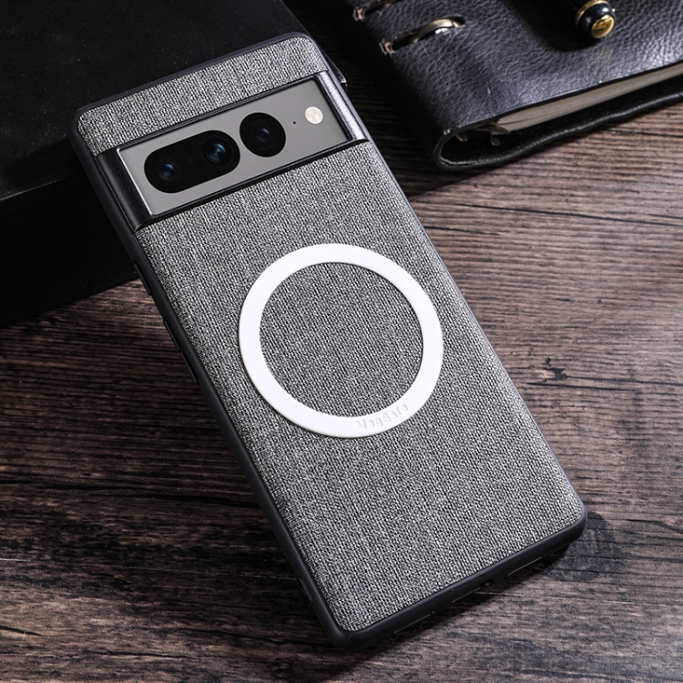Google Pixel 8 Pro Magsafe Magnetic Ring Cloth Texture Phone Case - Grey