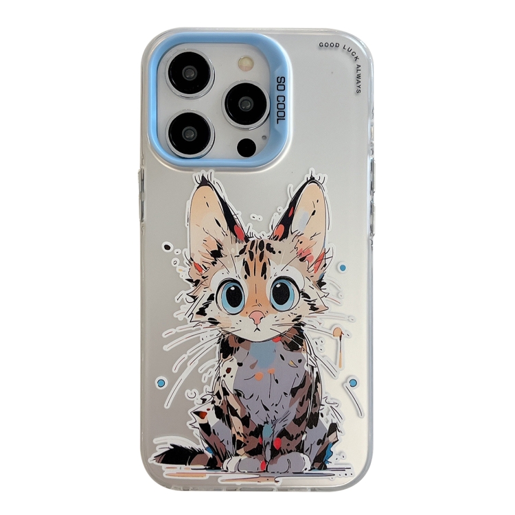 iPhone 14 Pro Max Animal Pattern Oil Painting Series PC + TPU Phone Case - Stupid Cat