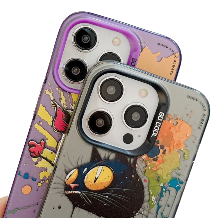 iPhone 14 Animal Pattern Oil Painting Series PC + TPU Phone Case.1