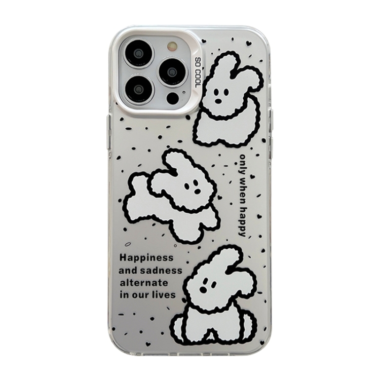 iPhone 14 Pro Cute Animal Pattern Series PC + TPU Phone Case - White Puppy- Sample product photo 1