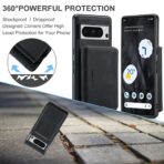 Google Pixel 8 Pro JEEHOOD Magnetic Zipper Wallet Phone Leather Case - Black - Sample product photo 3