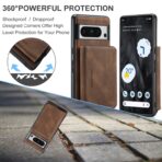 Google Pixel 8 Pro JEEHOOD Magnetic Zipper Wallet Phone Leather Case - Brown- Sample product photo 3