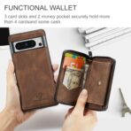 Google Pixel 8 Pro JEEHOOD Magnetic Zipper Wallet Phone Leather Case - Brown - Sample product photo 2